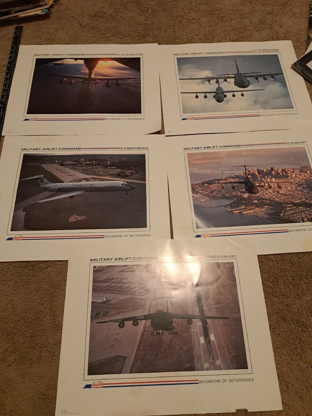 1988 Military Airlift Command Posters Lot Of 5 Jets Airplanes